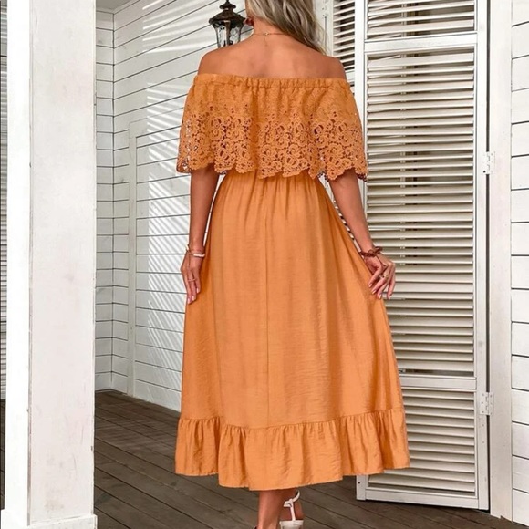 Boho lace detail off shoulder dress - Picture 4 of 8